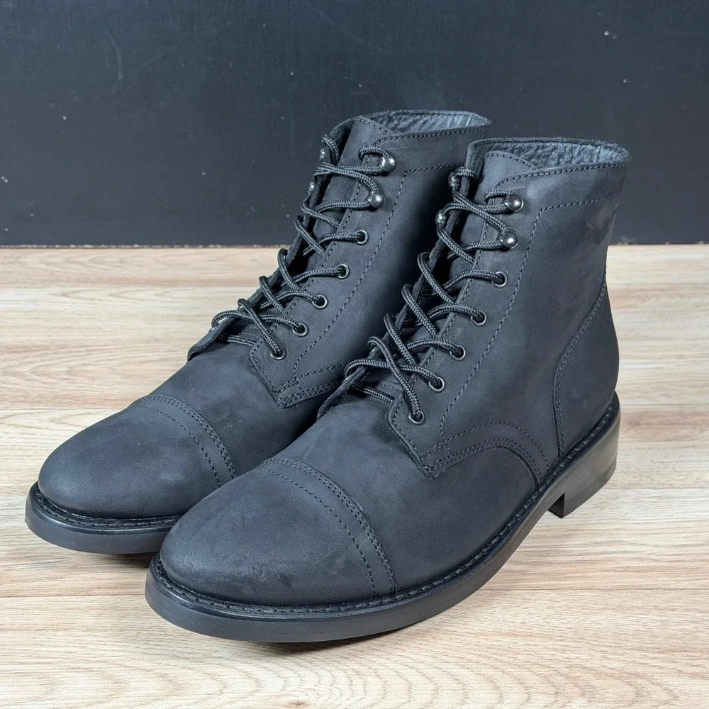 Thursday Boot Co Captain Boots Mens Size 10.5 Black Matte Nubuck Leather Cap Toe